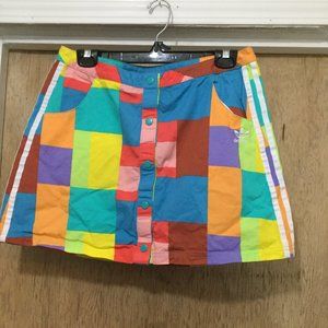 Adidas super cute and colorful skirt snap front multi colored size medium